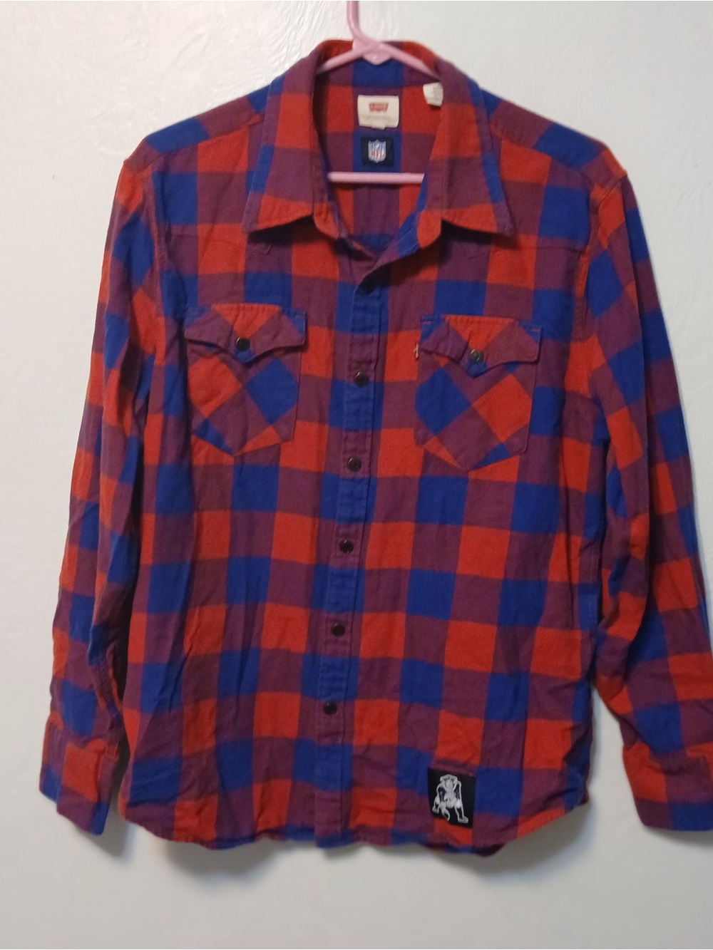 Levi's X NFL New England Patriots Red and Blue Flannel Shirt Men’s size Medium